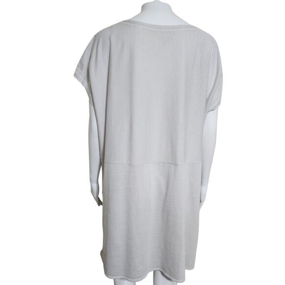 Eileen Fisher Gray/White Fine Organic Cotton Bateau NK Tunic LG - Picture 5 of 8